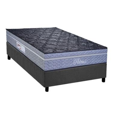 Imagem de Conjunto Box Solteiro: Colchão Molas Paropas Ensacadas Petrus Grafite + Base Crc Suede Gray (88x188)