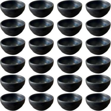 Imagem de Kit 24 Ramequins 50ml Orgânico Preto Cerâmica Molheira Porto Brasil Su
