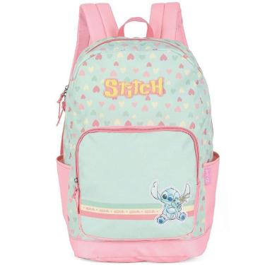 Imagem de Mochila de Costas Luxcel Stitch Corações Verde Claro
