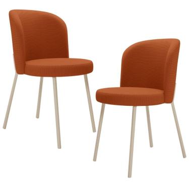 Imagem de Kit 2 Cadeiras Sala de Jantar Estofada Gavi Arena L02 Tecido Terracota - Lyam Decor