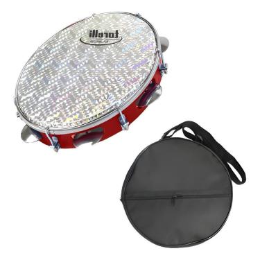 Imagem de Pandeiro 10`` Vermelho Injetado Abs Torelli Tp308 Com Capa