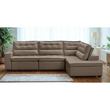 Imagem de Sofá de Canto Retrátil e Reclinável com Molas 3,00x2,00 Viena Suede Ca