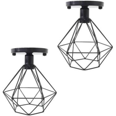 Imagem de Kit 02 Lustre De Teto Industrial Luminária Plafon Retrô Aramado Diaman