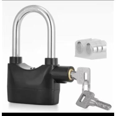 Imagem de Cadeado de Segurança com Alarme Sonoro, Sistema Antifurto, Trava de Alta Resistência, Ideal Para Moto, Bicicleta e Portão