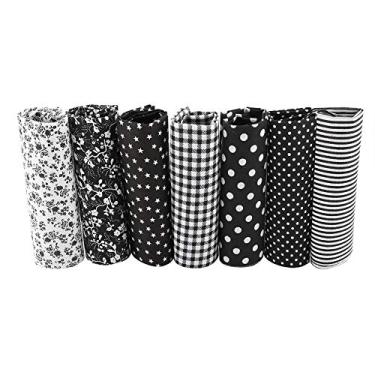 Imagem de Yinhing Pacote de Tecido de Algodão pré -corte DIY para Roupas de Cama e Decoração - Quadrados de Algodão Preto Macios e Confortáveis ​​variados para Acolchoar e Costura (#3)