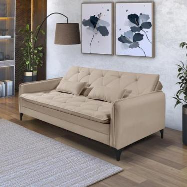 Imagem de Sofa Cama Yara Reclinavel Suede Moderno Sala Quarto - Dcazza, Beje