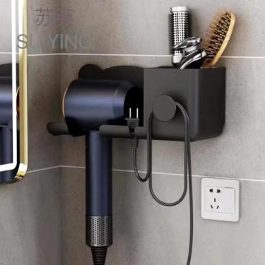 Imagem de Suporte de secador de cabelo, organizador de ferramentas de cabelo, autoadesivo, suporte para secador de cabelo, suporte de parede, organizador de ferramentas de cuidados com o cabelo, economia de