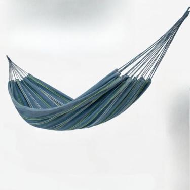 Imagem de Rede de Descanso Casal em Algodão 3,90m x 1,40m – Rede de Dormir para Varanda, Jardim e Camping(Cinza Listrado - 3,60 x1,40)