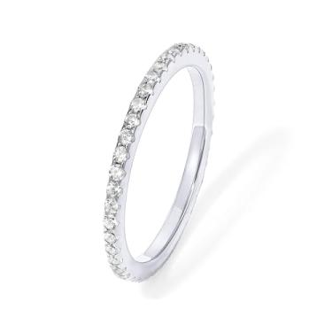 Imagem de Anel empilhável banhado a ouro 14K - elegantes pulseiras eternidade com diamantes simulados de zircônia cúbica, perfeitos para mulheres que amam brilho e versatilidade, Titânio, Sem pedra preciosa