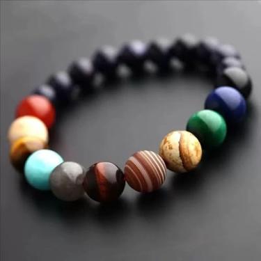 Imagem de Pulseira do Sistema Solar Universo Galáxia Os Oito Planetas Guardião Contas Pulseira Pulseira Pulseira Presente para Mulheres e Homens, Small, Pedra, Sem Pedra Preciosa