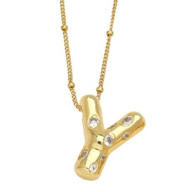 Imagem de Conjunto de bolhas de letras A-Z banhado a prata com diamantes para mulheres, colar feminino, joia fina, presente para mamãe, 45cm, Cobre, Sem Pedra Preciosa