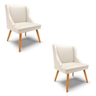 Imagem de Kit 02 Cadeiras de Jantar Liz Corino Bege Pés Palito Castanho D03 - D'Rossi