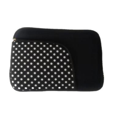 Imagem de Capa De Notebook 16 Polegadas Preta Com Bolso Poá Branco