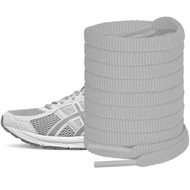 Imagem de NDTEZUGT Cadarços premium para ASICS Gel-Nimbus/Gel-Kayano/GT-2000 – Cadarços planos de poliéster durável de substituição para corrida, Cinza, 39"/100cm