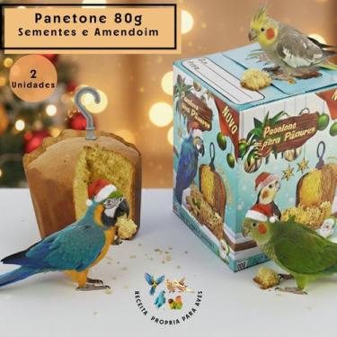Imagem de 2 Panetone Gourmet Petisco c/ Sementes e Amendoin 80g - Passaros Calop