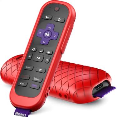 Imagem de Capa para controle remoto Roku compatível com controle Hisense e TCL TV Stick, capa de silicone vermelha