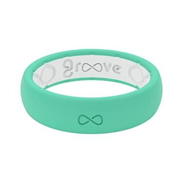 Imagem de Anel de silicone fino sólido da Groove Life – Anéis de casamento de borracha respirável para mulheres, cobertura vitalícia, design exclusivo, anel de ajuste confortável, 5, Silicone, Sem pedras preciosas,