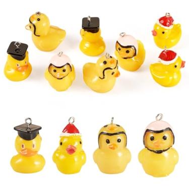 Imagem de Craftdady Pingentes legais de resina de pato fofo pingente de chaveiro de pato pingente de pulseira pingentes artesanais para artesanato faça você mesmo colar de joias 28 x 20,5 mm, Metal não precioso