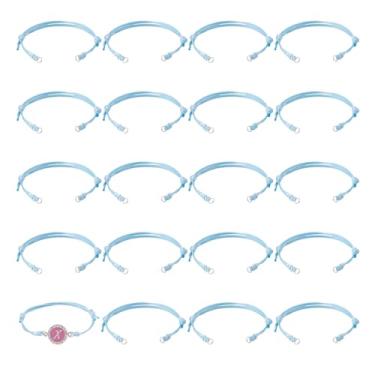 Imagem de Boutigem 20 peças de pulseira ajustável ciano para fabricação de cordão de poliéster encerado coreano com anéis de salto 23,5 cm, pulseiras de amizade ajustáveis para mulheres e homens, fabricação de