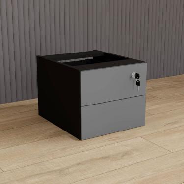 Imagem de Gaveteiro Suspenso 33cm X 40cm 2 Gavetas com Chave para Mesa Escrivaninha de Escritório Corporate Cinza Sagrado / Preto
