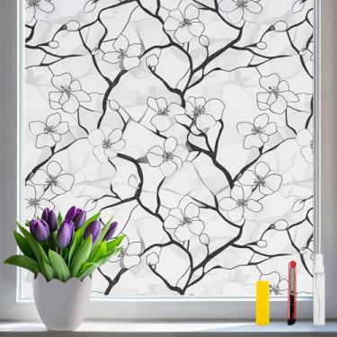 Imagem de COUNTEWOL Película de janela arco-íris 3D estilo vitral aderência estática sem adesivo decalques de privacidade para casa e escritório vinil decorativo com proteção (sombra de tinta ameixa, 23,6 x