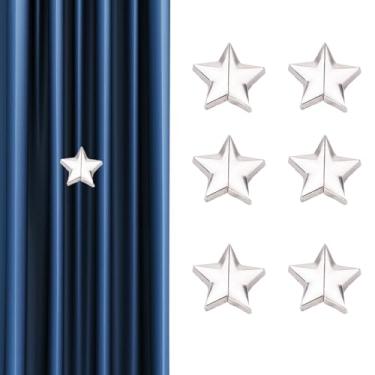 Imagem de Clipes magnéticos de cortina pentagrama – 6 pares, sem necessidade de ferramentas, decorativos e práticos para uso em casa, cozinha, banheiro, hotel ou motel