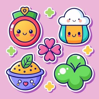 Imagem de Adesivos Kawai fofos para decoração infantil e personalização de objetos 40x40cm