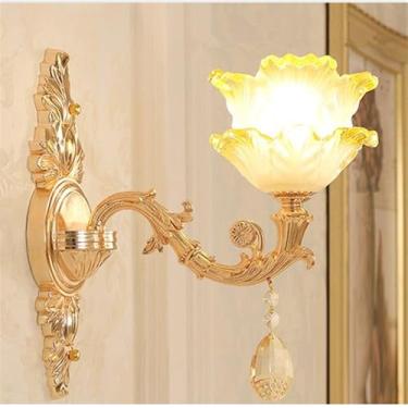 Imagem de Luminária de parede contemporânea de cristal para interiores, estilo europeu, luxuosa, com LED, ideal para decoração de sala de estar, quarto, escritório, quarto modelo, hotel, casa de campo
