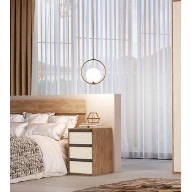 Imagem de Mesa de Cabeceira 3 Gavetas MDF Select Belmax, Carvalho/Off White