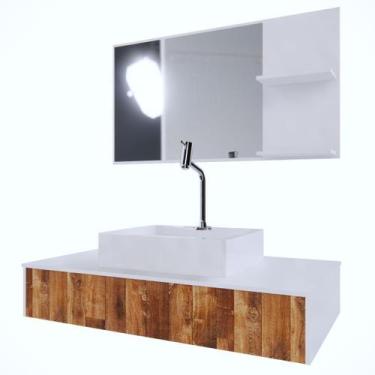 Imagem de Gabinete Barcelona Western 80 C/cuba + Espelheira - GABINETTO, Branco/