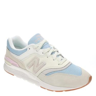 Imagem de New Balance Tênis feminino 997H V1, Angorá/azul cromado claro/açúcar rosa, 41
