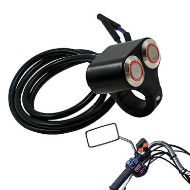 Imagem de Botão de guidão, interruptor de botão multiuso com liga de alumínio | Acessórios ATV Botão de controle de luz/buzina para scooters, tratores, motos de neve, motocicletas, bicicletas aidong