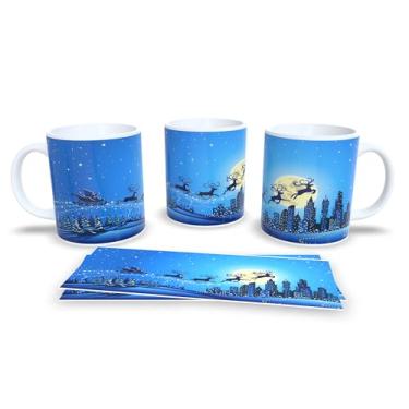 Imagem de Caneca de Natal com Arte Festiva, Porcelana Branca, Decoração de Inverno com Renas e Animais da Floresta, 11oz (6)