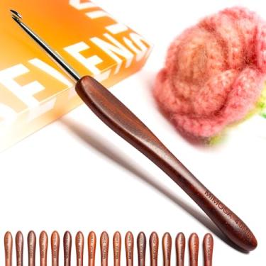 Imagem de SEVENSUN Agulha De Crochê Mimosa, Agulha De Crochê Simples Ergonômica Polida À Mão, Disponível Em 0,6 Mm-6,5 Mm, Agulha De Crochê De Aço Inoxidável, Agulha De Crochê Pontiaguda Com Cabo De Madeira,