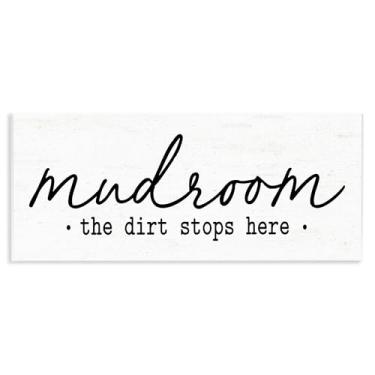 Imagem de Stupell Industries Mudroom Script Dirt Stops Here Wall Plaque Art, design por Lettered and Lined, 7 x 17