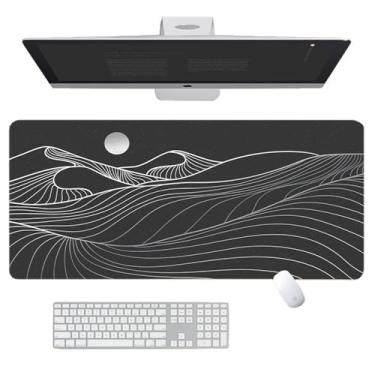 Imagem de Wnddle Base de borracha antiderrapante grande, tapete de mouse para jogos de contorno estendido para casa e escritório (B) - preto, mesa e teclado