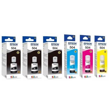 Imagem de Kit Tinta Refil P/ Epson T504 4 Cores + 2 Pretas Original