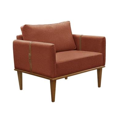 Imagem de Poltrona Milla Luxo Madeira Maciça Castellar Móbile Linho Terracota Linho Terracota