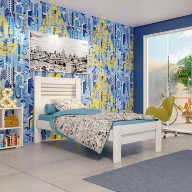 Imagem de Cama Solteiro Safira Branco Brilho Tcil Móveis Branco Brilho