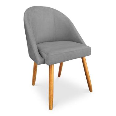 Imagem de Cadeira De Jantar Bela Suede Grafite Pés Palito Castanho