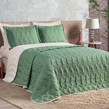 Imagem de Cobre Leito Queen Amarilis Dupla Face 200 Fios Bordado 5 Peças - Esmeralda