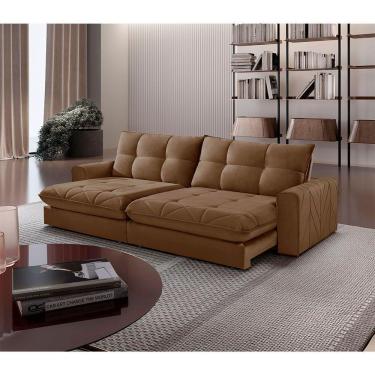 Imagem de Sofá Firenze Veludo 02 Módulos De 120cm Meu Sofá Online B016 Veludo Marrom