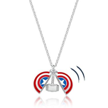 Imagem de Colar Capitão America Martelo Thor Revestido Em Prata