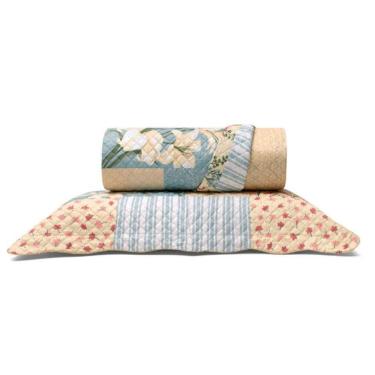 Imagem de Cobre Leito Buettner Solteiro Microfibra Renove Estampado Joana 2 Peças Bege