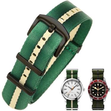 Imagem de Aoeiwv Pulseira de relógio de nylon balístico militar de 20 mm, 22 mm, com fivela pesada, macia, durável, impermeável, pulseira de reposição de nylon premium para homens e mulheres