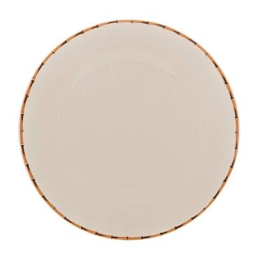 Imagem de Prato Raso De Porcelana Branco Borda Bambu 27cm Lyor