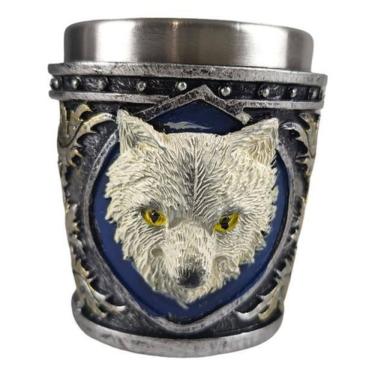 Imagem de Copo Shot Dosador Lobo Branco 3D Game Of Thrones Inox 30Ml
