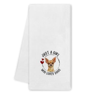 Imagem de Noaleviax Chihuahua Gifts Toalhas de cozinha - Just a Girl Who Loves Chihuahua Decor, Presentes para amantes de cães, toalhas de mão para cães, pano de prato para cozinha, banheiro, decorativo, 40,6 x