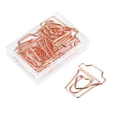 Imagem de Clipes de papel de galvanoplastia de metal em ouro rosa Design de formato exclusivo Clipes de marcadores de escritório multiuso para organizar arquivos Presente DIY Material