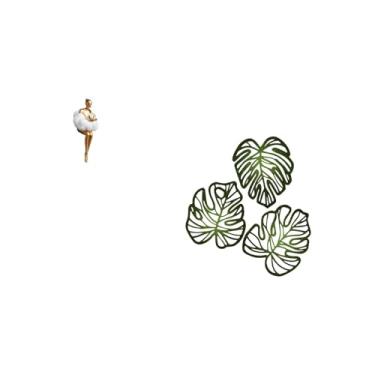 Imagem de Fenteer Escultura de Resina Estética de em Nuvem E Folhas de Palmeira Tropical, Arte de Parede de Madeira, Estatueta Abstrata Criativa, Decoração para